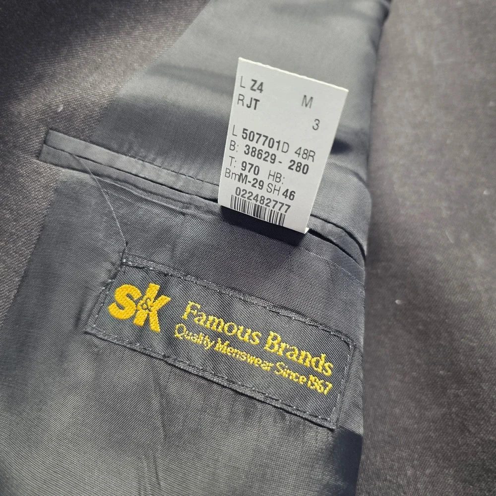 Lauren Ralph Lauren 48R Charcoal Grey‎ Black Wool 3 Button Blazer Jacket Vest
